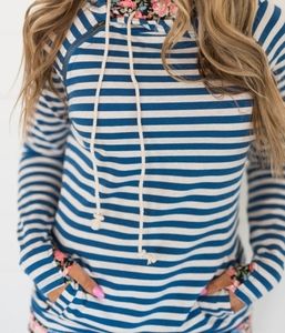 Double floral stripe Hoodie